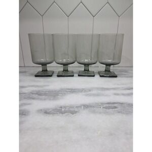 Federal Glass Nordic Midnight Juice Glasses, Set of 4, Square Base, A Monogram‎